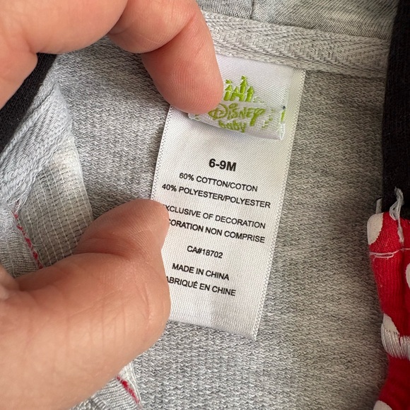 Disney Mickey & Minnie Mouse Hoodie Sweater | Baby 6โ9 Months | Ears & Bow ๐ญ๐ - Picture 3 of 4